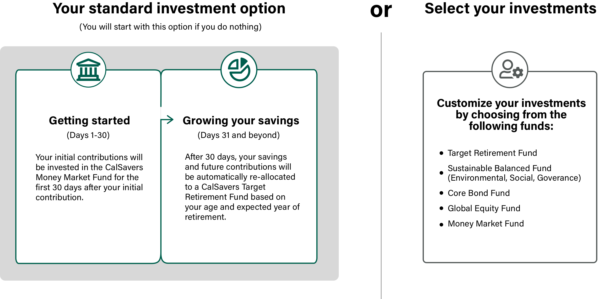 graphic  explaining the investment options