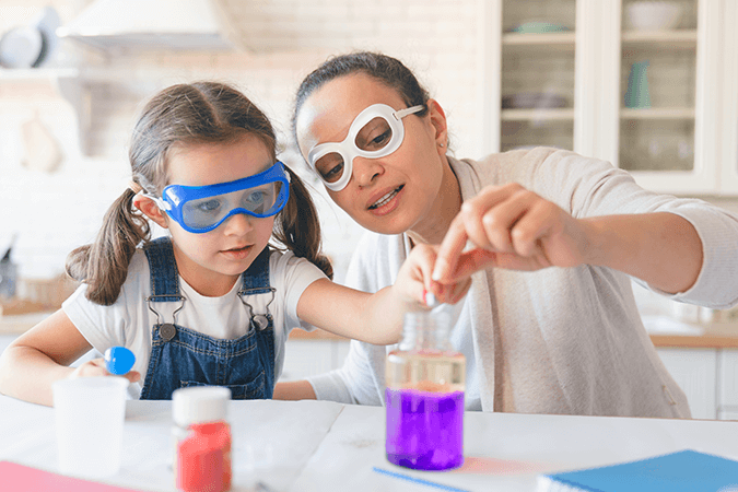 Educational Bonding: Mom and Daughter in Science Experiment