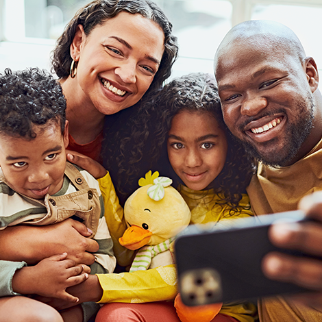 Family taking a selfie photo