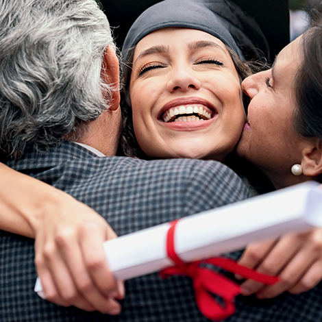 Graduate student getting a hug