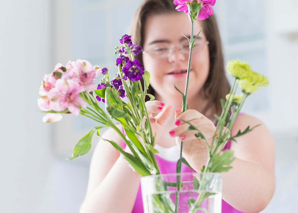 Young girl with flowers